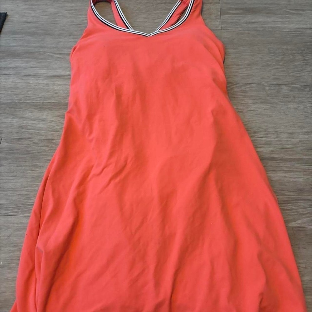 All in Motion athletic dress in a vibrant coral shade, Built-in shorts